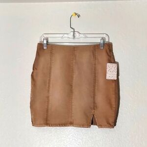Free People Khaki Cotton Blend Casual Mini Skirt Women's Size Medium NWT